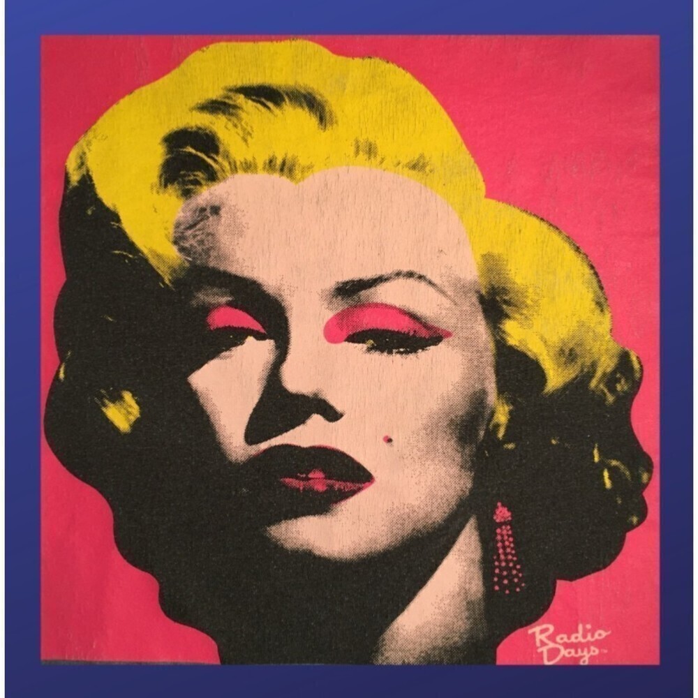RADIO DAYS Marilyn Monroe/Andy Warhol print, Blue/pink/black, Women’s XL, EUC
